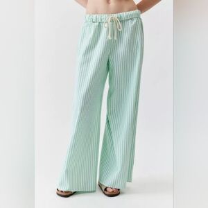 🔴SOLD🔴 Urban Renewal Lightweight Mint Green Low-rise Striped Wide-Leg Pants